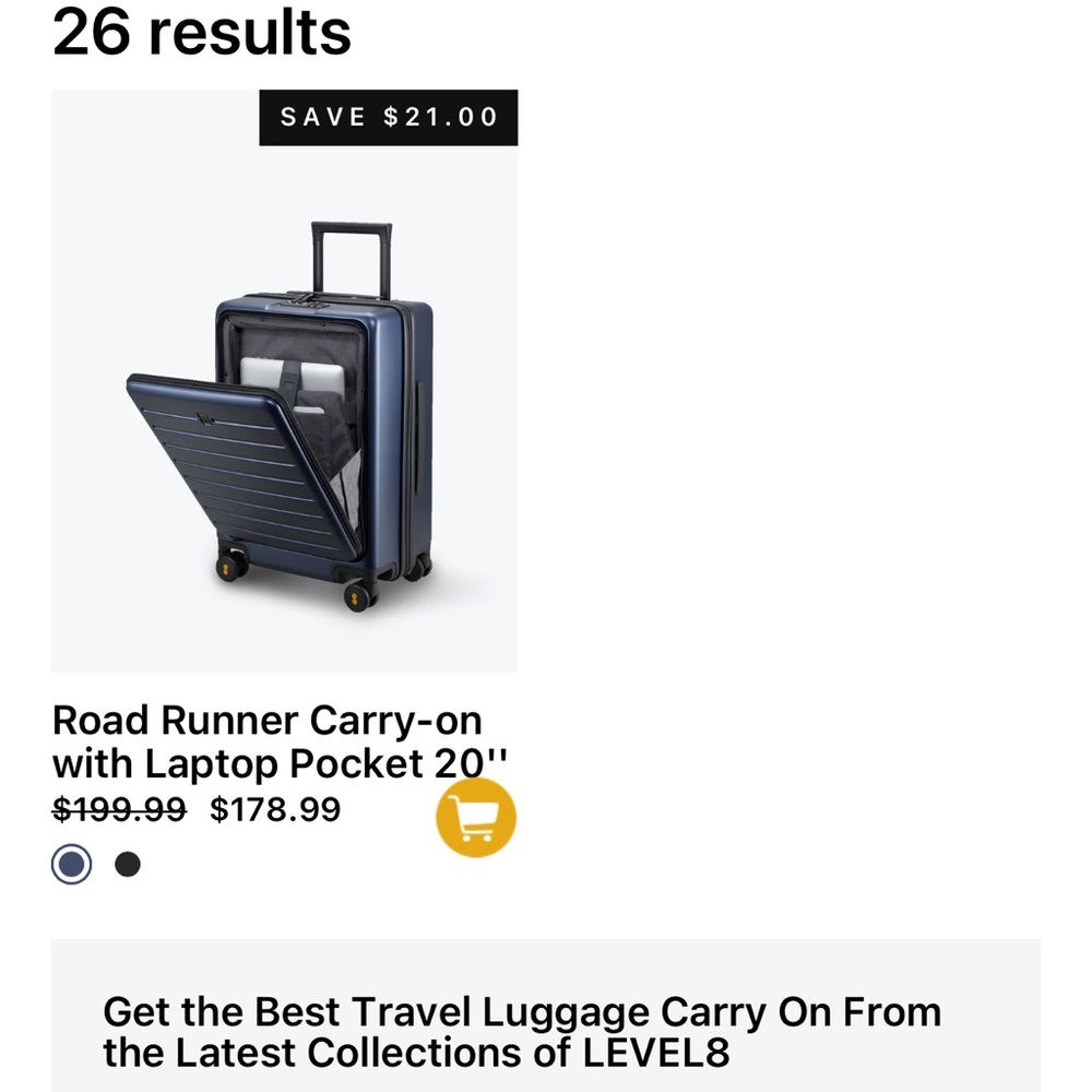 LEVEL8 Carry On Luggage, Road Runner Carry-on Suitcase with Front Pocket